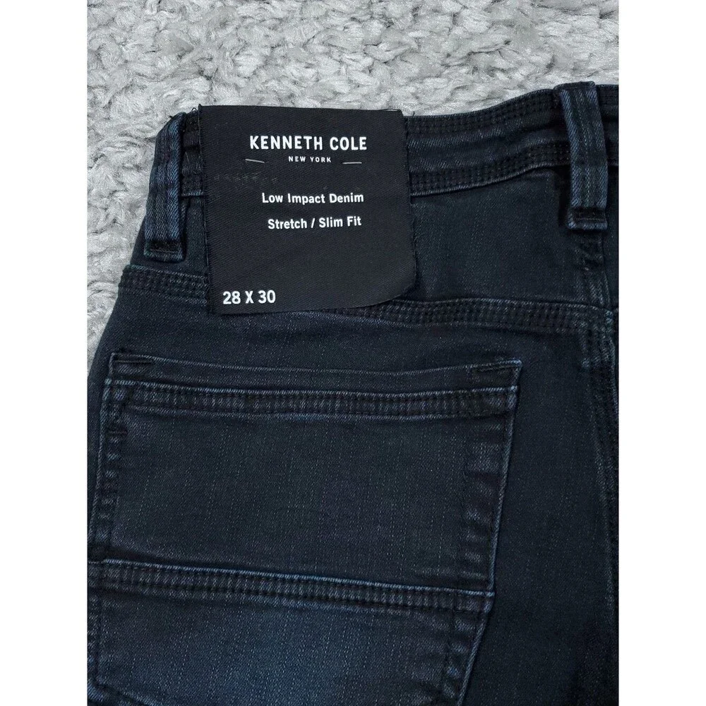 Kenneth Cole Slim Fit Stretch Low Impact Denim Jeans Size 28 x 30 Dark Wash Blue